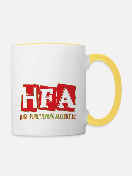 Hochfunktionaler Alkoholiker - Tasse zweifarbig - Weiß/Gelb