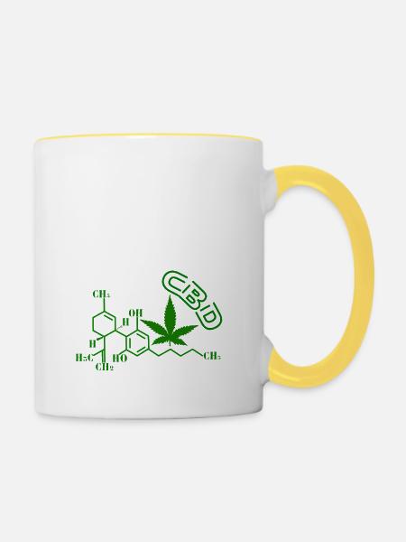 CBD molekular struktur - Tasse zweifarbig - Weiß/Gelb