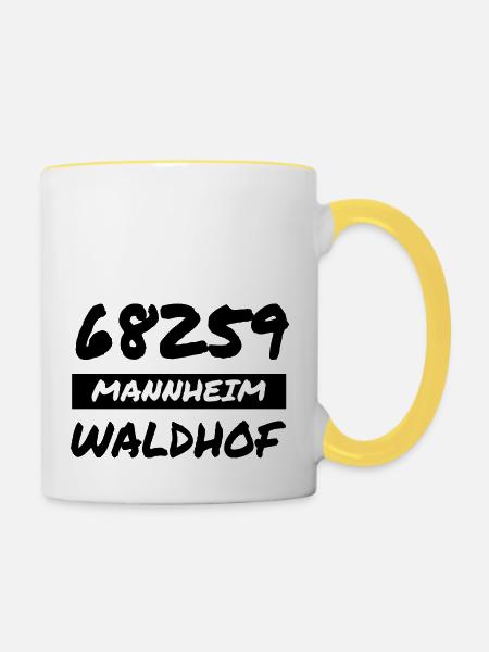 Mannheim Monnem Mannheimat - Tasse zweifarbig - Weiß/Gelb