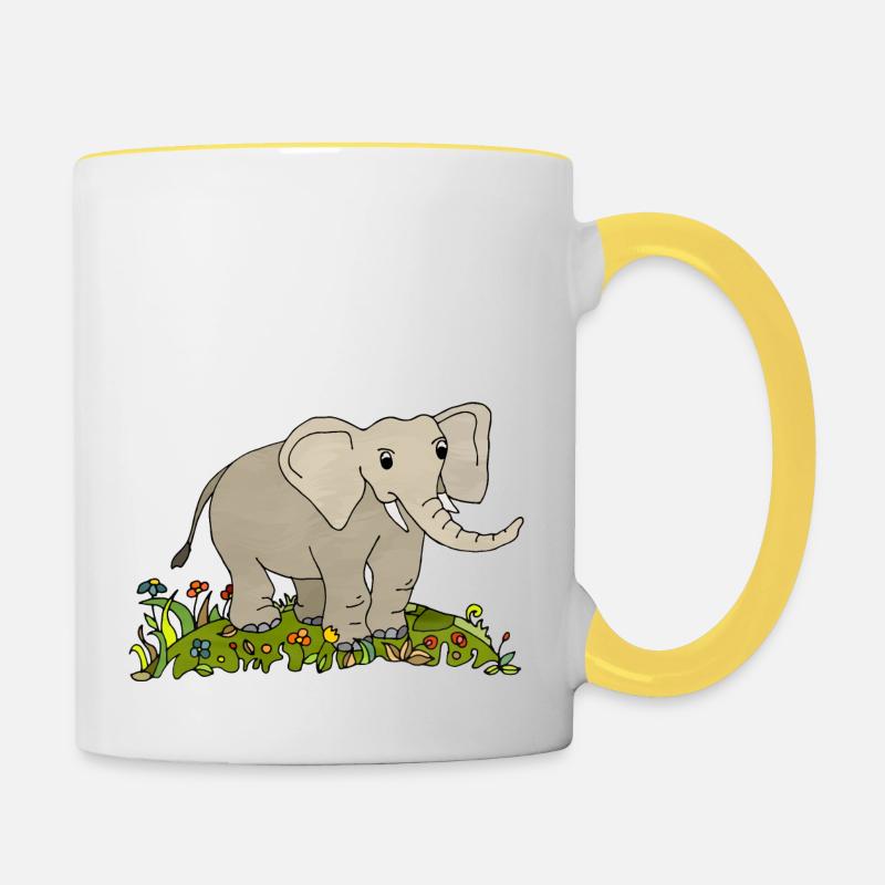 Éléphant - Mug contrasté - blanc/jaune