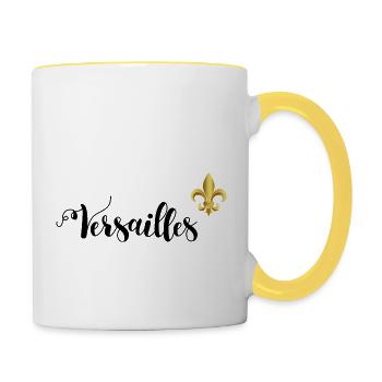 versailles lettrage et fleur de lys - Mug contrasté - blanc/jaune - Droite