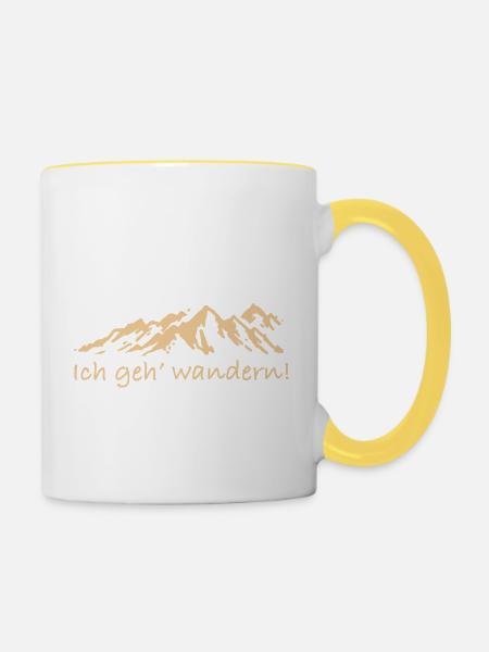 Ich geh' wandern - Tasse zweifarbig - Weiß/Gelb