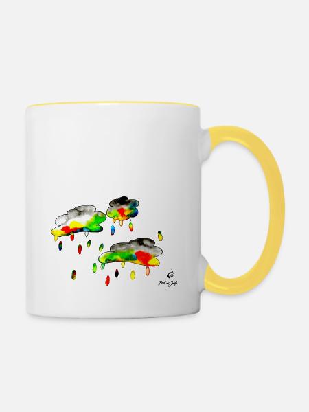 Farbenregen - Tasse zweifarbig - Weiß/Gelb