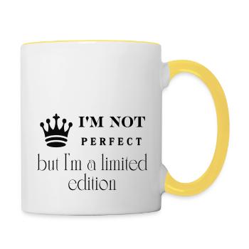 Ich bin nicht perfekt, aber ich bin eine limitierte Auflage - Minim - Tasse zweifarbig - Weiß/Gelb - Rechts