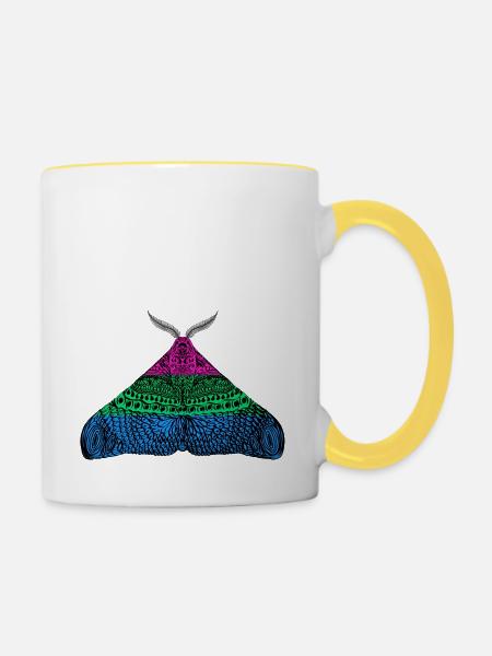 Polysexuell pride Motte - Tasse zweifarbig - Weiß/Gelb