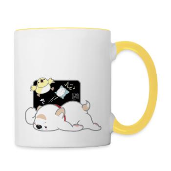 Dog Korean - Japanese Style 04B - Contrasting Mug - white/yellow - Right