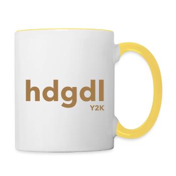 hdgdl hab dich ganz doll lieb Y2k braun - Tasse zweifarbig - Weiß/Gelb - Rechts