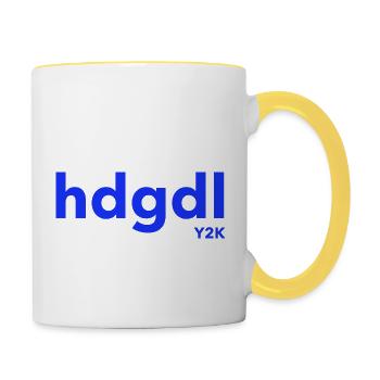 hdgdl hab dich ganz doll lieb Jahr2000 Y2K blau - Tasse zweifarbig - Weiß/Gelb - Rechts