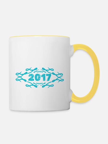 Geschenkidee 2017 - Tasse zweifarbig - Weiß/Gelb