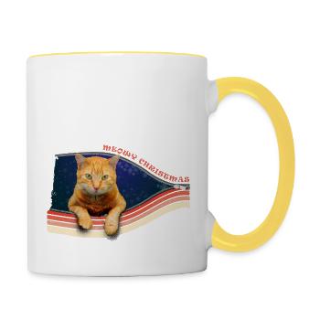 Drôle de chat - Noël miaou - Mug contrasté - blanc/jaune - Droite