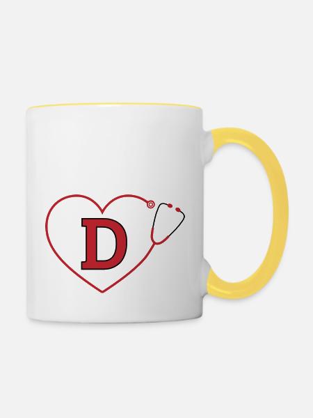 Stethoskop-Brief - Tasse zweifarbig - Weiß/Gelb