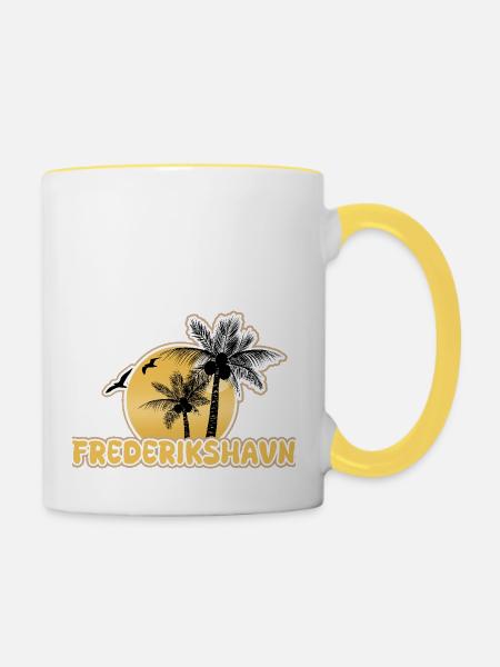 Urlaub Frederikshavn - Tasse zweifarbig - Weiß/Gelb