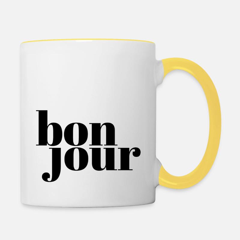 minimalist "good day" - Contrasting Mug - white/yellow