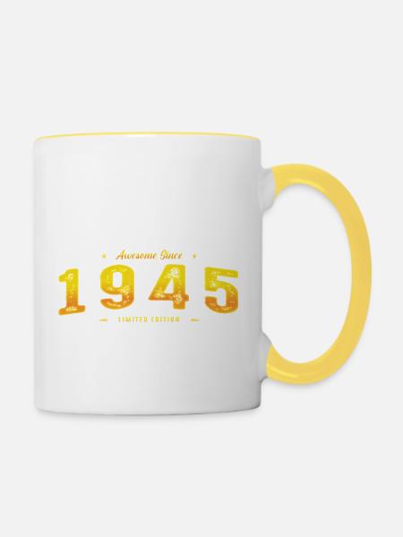 Awesome Since 1945 - 80th Birthday Limited Edition - Contrasting Mug - white/yellow