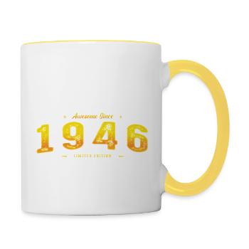 Génial depuis 1946 - 79e anniversaire Édition limitée - Mug contrasté - blanc/jaune - Droite