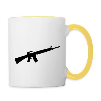 waffe gun - Tasse zweifarbig - Weiß/Gelb - Rechts