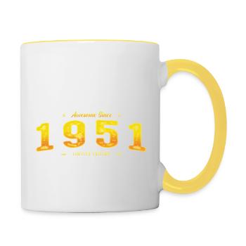 Le meilleur de 1951 - Cadeau en édition limitée pour le 74e anniversaire - Mug contrasté - blanc/jaune - Droite