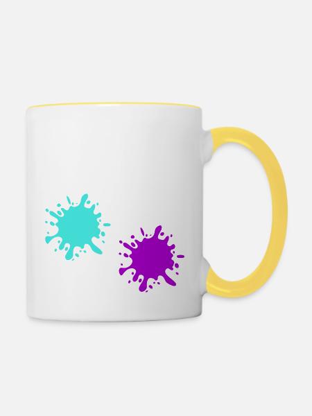 Farbklecks kleckse - Tasse zweifarbig - Weiß/Gelb
