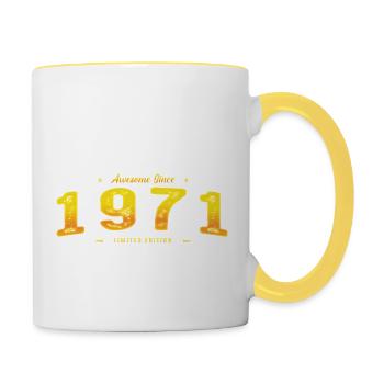 Das Beste von 1971 - Geschenk zum 54. Geburtstag in limitierter Auflage - Tasse zweifarbig - Weiß/Gelb - Rechts