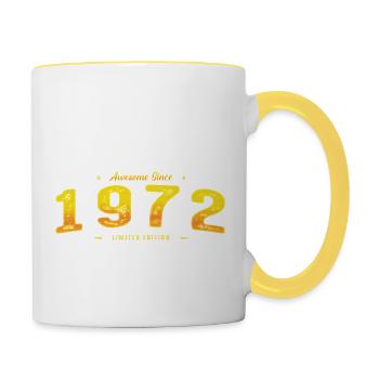 Génial Depuis 1972 Année De Naissance - Millésime 53ème - Mug contrasté - blanc/jaune - Droite