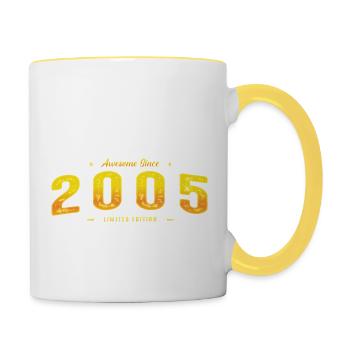 Génial depuis 2005 - 20e anniversaire Édition limitée - Mug contrasté - blanc/jaune - Droite