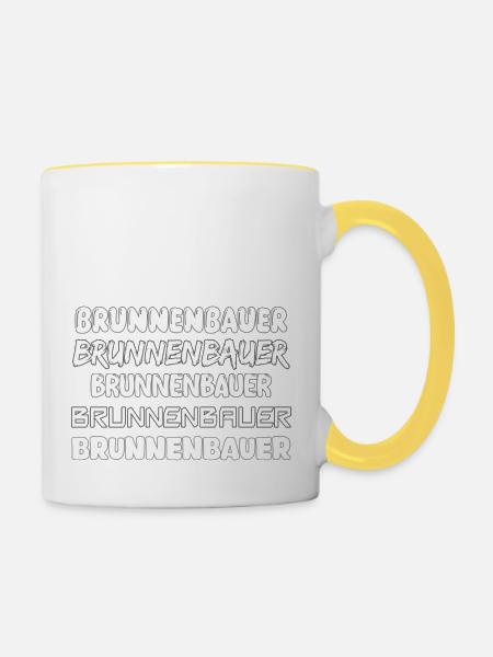 Job Brunnenbauer - Tasse zweifarbig - Weiß/Gelb