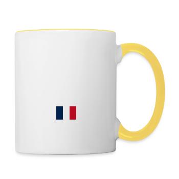 Lille - France - France - Drapeau - Coordonnées - Mug contrasté - blanc/jaune - Droite