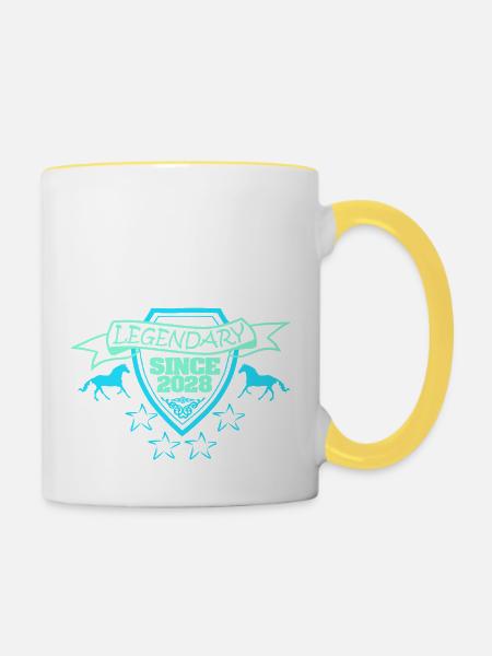 2028 - Tasse zweifarbig - Weiß/Gelb