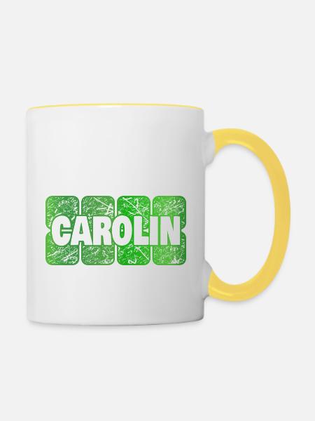 Vorname Carolin - Tasse zweifarbig - Weiß/Gelb