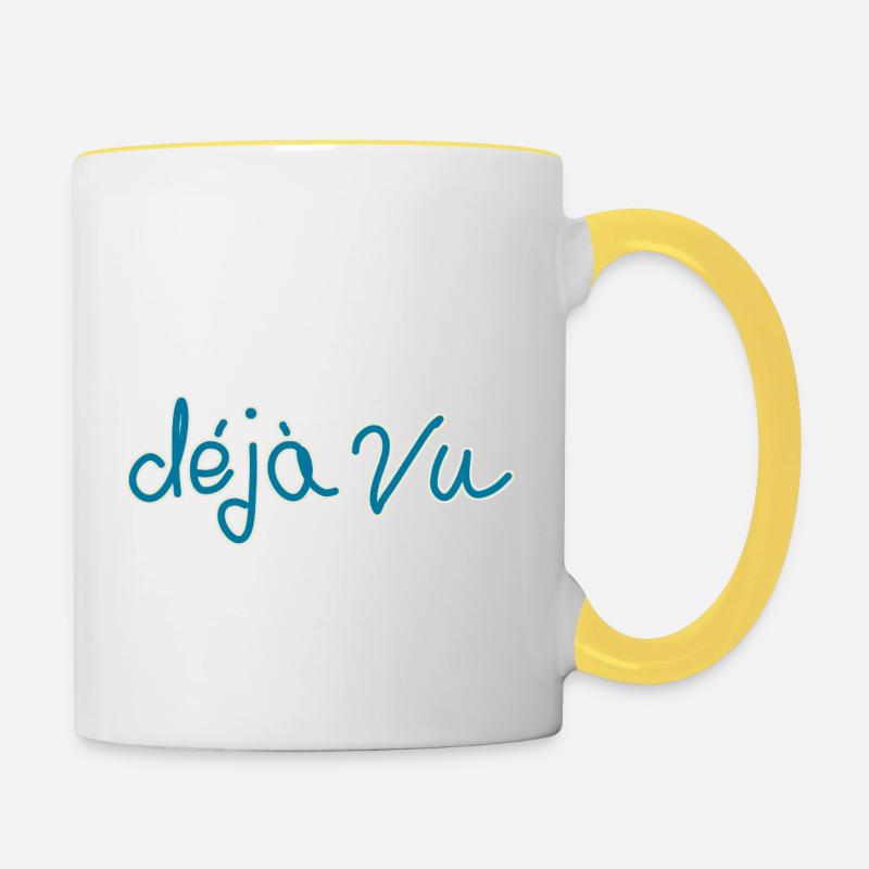 Écriture manuscrite déjà vue - Mug contrasté - blanc/jaune