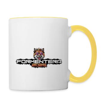 Formentera 2025 Party Fuchs - Tasse zweifarbig - Weiß/Gelb - Rechts