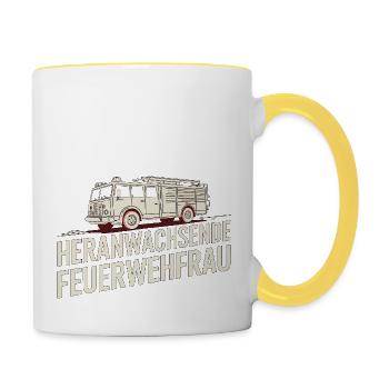 Adolescent Firefighter – Gift Idea - Contrasting Mug - white/yellow - Right