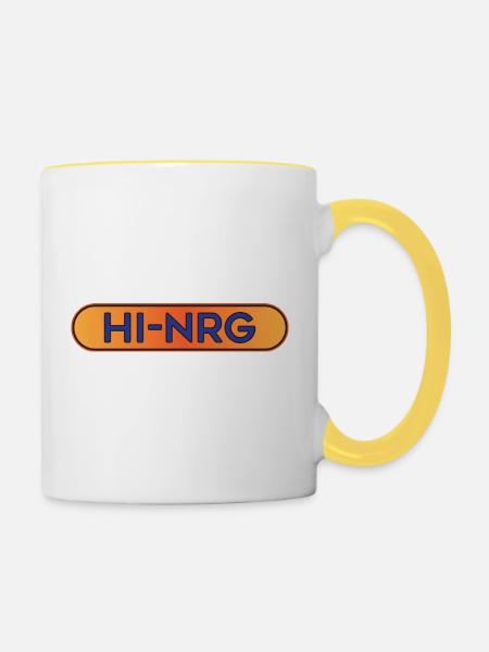 Hi-NRG Retro Neon Text - Tasse zweifarbig - Weiß/Gelb