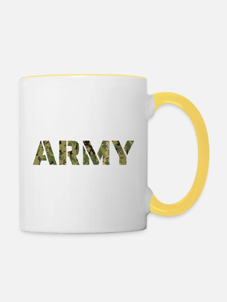 ARMY Digital Cam Tarnmotiv - Tasse zweifarbig - Weiß/Gelb