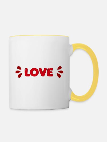 Liebe Rote Blasen - Tasse zweifarbig - Weiß/Gelb