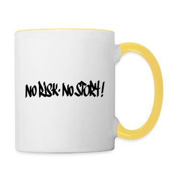 No Risk No Story Motto - Contrasting Mug - white/yellow - Right