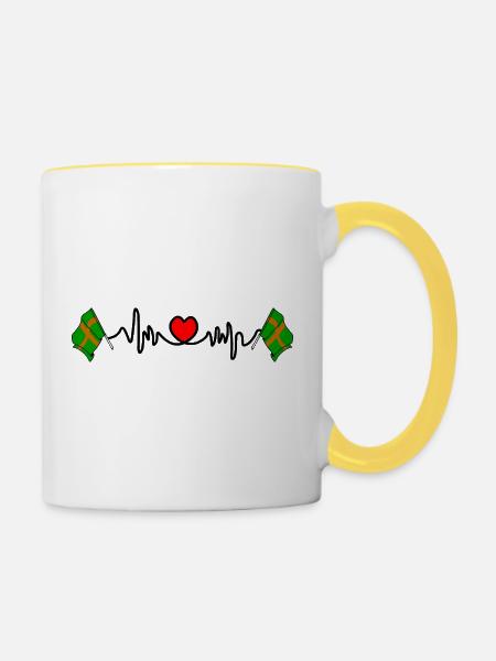 Nijmeger Wandelherzschlag - Tasse zweifarbig - Weiß/Gelb