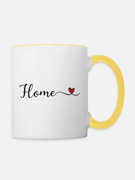 Home Herz - Tasse zweifarbig - Weiß/Gelb