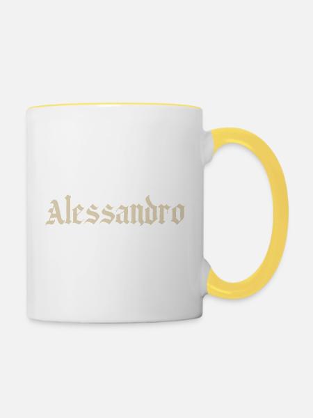Alessandro Gothic Script - Tasse zweifarbig - Weiß/Gelb