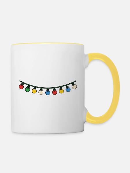 Festliche Weihnachtslichter im Weihnachtsglanz - Tasse zweifarbig - Weiß/Gelb