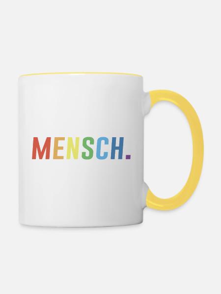  Mensch LGBT Regenbogen - Tasse zweifarbig - Weiß/Gelb