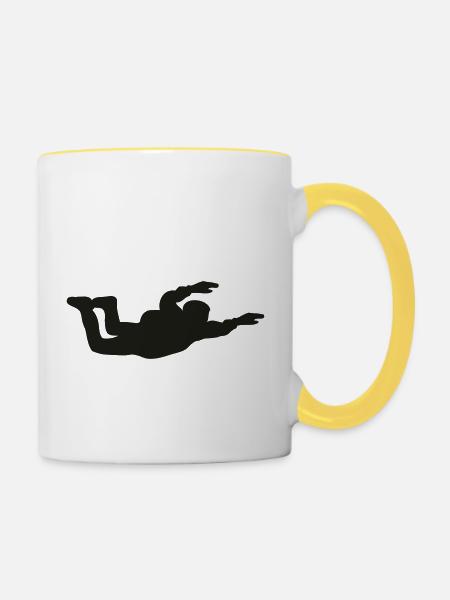 Sky Diving - Tasse zweifarbig - Weiß/Gelb