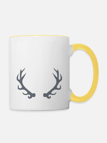 Geweih - Tasse zweifarbig - Weiß/Gelb