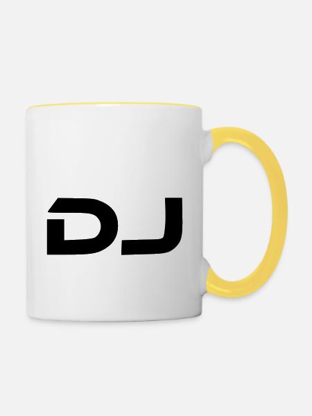 dj - Tasse zweifarbig - Weiß/Gelb
