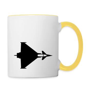 eurofighter_oben - Tasse zweifarbig - Weiß/Gelb - Rechts