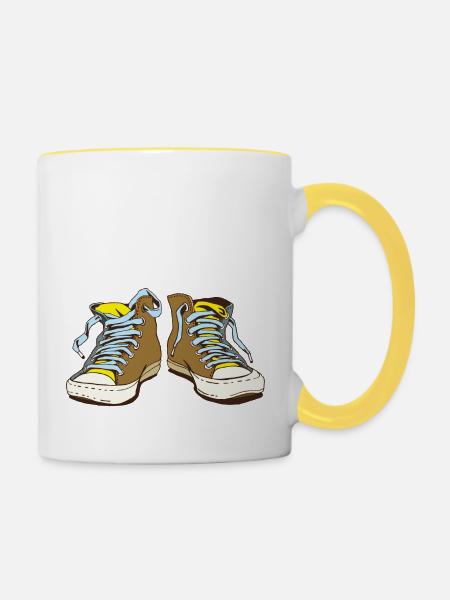 Classic Sneaker Schuhe - Tasse zweifarbig - Weiß/Gelb