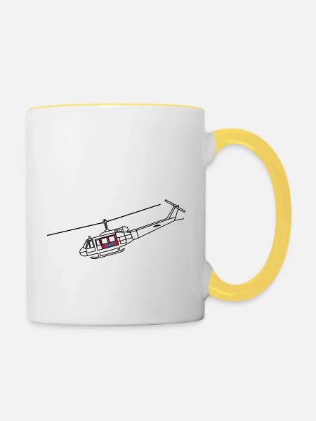 Bell UH1D - SAR / Notarzt - Tasse zweifarbig - Weiß/Gelb