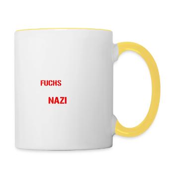 Fuchs und Nazi - Antifa - Tasse zweifarbig - Weiß/Gelb - Rechts