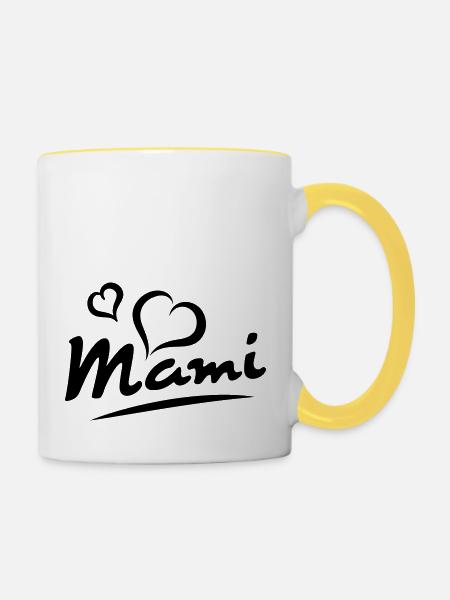 Mami - Tasse zweifarbig - Weiß/Gelb