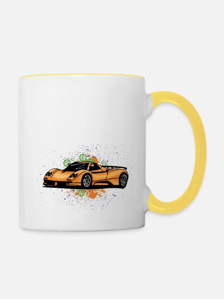 Kühler supercars - Tasse zweifarbig - Weiß/Gelb